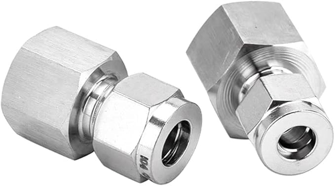 Stainless Steel 304 Compression Tube Fitting, Straight Adapter, 1/2" Tube OD x 1/2" NPT Female Coupler, Pack of 2