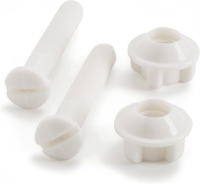 Qualihome Plastic Toilet Seat Screws Replacement - Durable Toilet Nuts - Bolts for Toilet - Toilet Screw Plastic Hardware - Easy Install for Toilet Lid