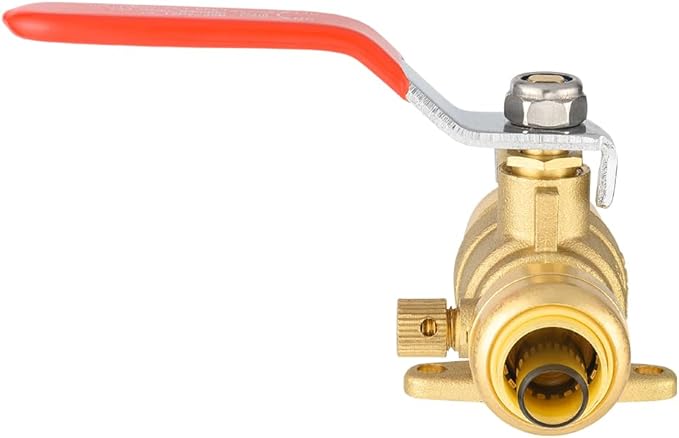 EFIELD 1/2 Inch Push-Fit Full Port Drop Ear Brass Ball Valve with Drain, Plumbing Fittings For Copper, Pex, Cpvc Pipe,(PF-VALVE070)