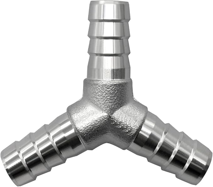 2Pcs Stainless Steel 5/8" x 5/8" x 5/8" Hose Barb Fittings, 3 Way Y Shape Fitting with Clamps for Fuel, Air and Gas