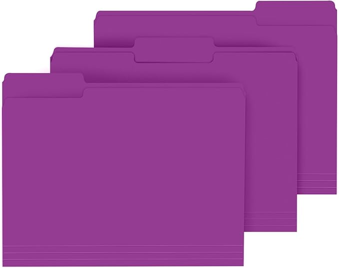 File Folder, PANDRI 120 Pack File Folder, 1/3 Cut Tab, Letter Size, Filing Folder for Office School Business, Rosepurple
