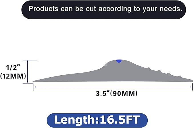 ToLanbbt 16.5Ft/5M Universal Garage Threshold Seal Strip with 300ml Black Sealants/Adhesives, Garage Door Bottom Weatherproof Strip Rubber DIY Weather Stripping Replacement (Grey-Blue Line)