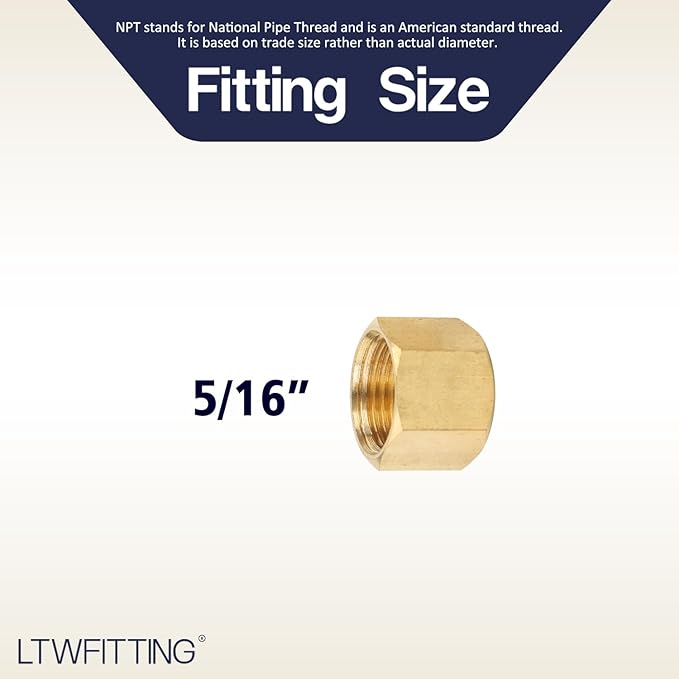 LTWFITTING 5/16-Inch Brass Compression Nut,Brass Compression Fitting(Pack of 1000)