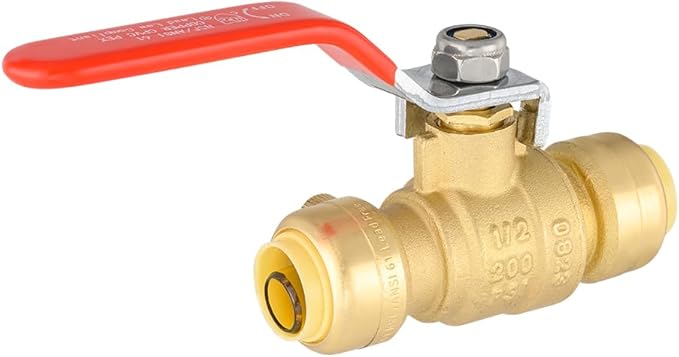 (Pack of 2) EFIELD 1/2 Inch Push-Fit Full Port Ball Valve with Drain, Disconnect Clip Tool, UPC Certified, LF Brass Made,(PF-VALVE068-2PCS)