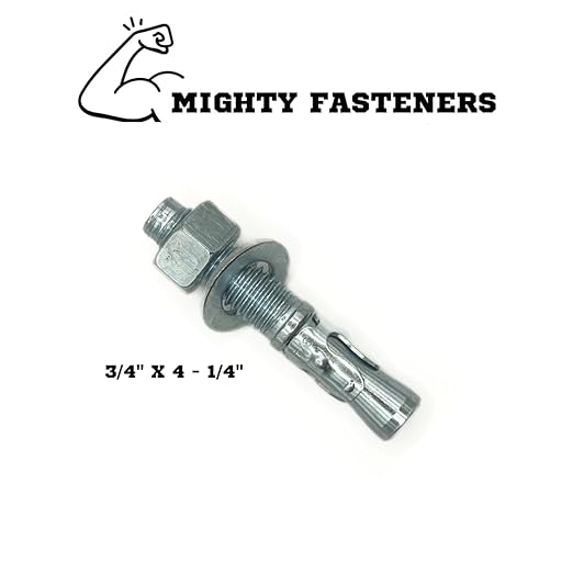 Zinc-Plated Steel Wedge Anchors, 3/4" X 4-1/4" - Heavy-Duty Mounting Bolts for Concrete - 50 Pack