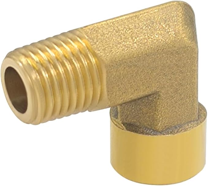 Hooshing 1/8 Inch NPT Elbow Brass Pipe Fitting 1/8" NPT Male to Female Thread 90 Degree Street Elbow Forged Pipe Fitting, 2 Pack