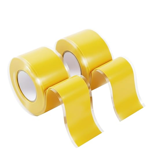 Self Fusing Silicone Tape 2 Rolls 1 in x 10' Yellow Waterproof Rescue Tape Rubber Leak Silicone Self-amalgamating Tape for Plumbing, Sealing Pipes, Hose Repair, Outdoor Coax and Tool Fixation