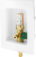 50-Pack Seelink Pre-Assembled Ice Maker Outlet Box, 1/2" PEX Crimp Inlet x 1/4" OD Compression Outlet, with Installed 1/4-Turn Ball Valve and Copper Hammer Arrestor