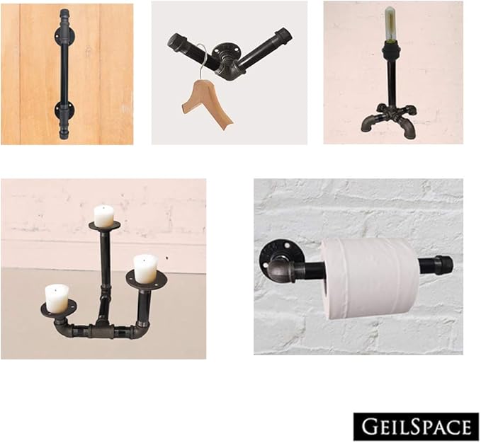 GeilSpace Cap, Malleable Iron Pipe Fittings - Vintage DIY Industrial Shelving, Industrial Decor, Furniture DIY (3/4", Grey)