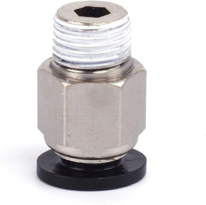 SNS 6mm Tube OD x 1/4 NPT Male Straight Nickel Plated Brass Push to Connect Pneumatic Fittings（10 PCS） SPC6-02NPBK