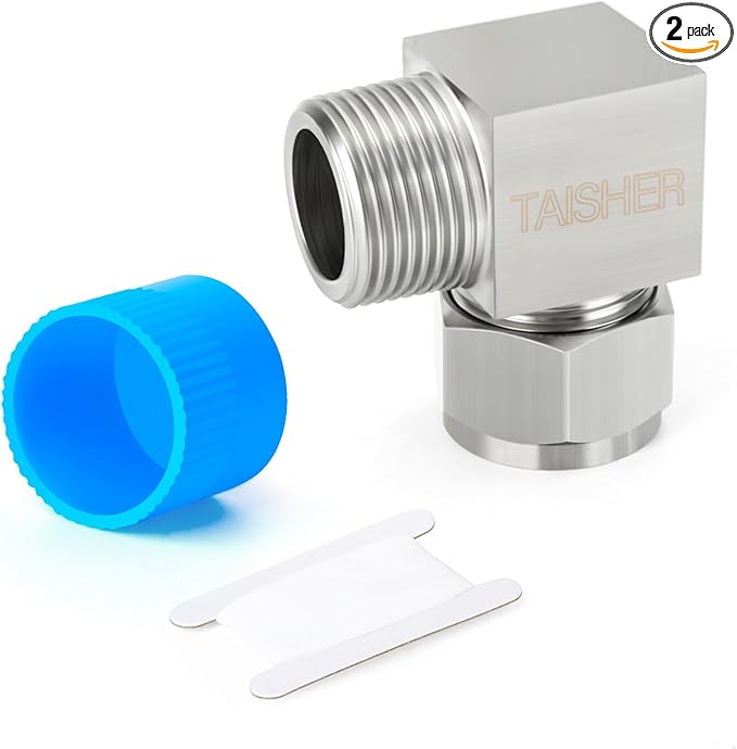 TAISHER 2PCS 304 Stainless Steel Square 90 Degree Compression Tube Pipe Fitting Connector, 3/8" Tube OD x 1/4" NPT Male Adapter