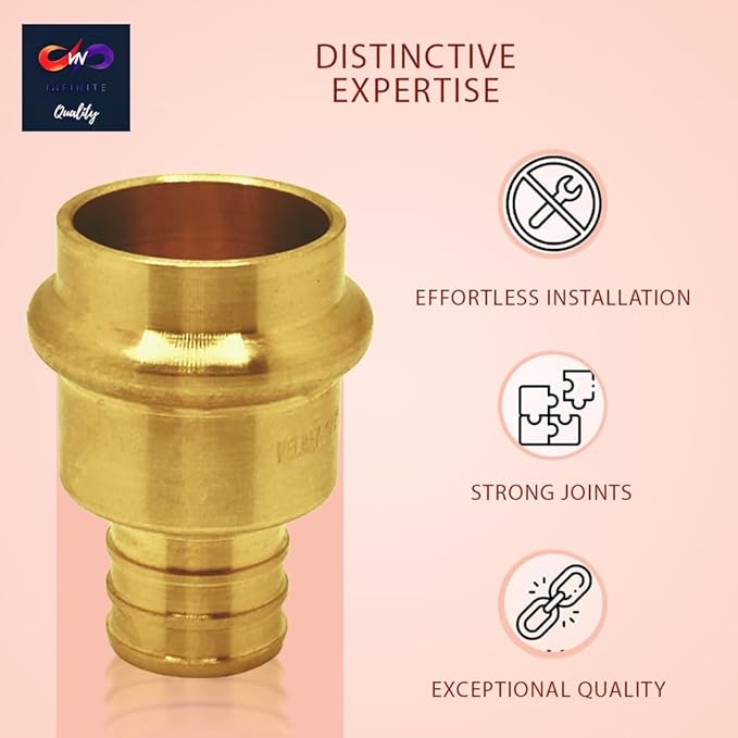 1/2 Inch PEX Coupling Brass Adapters for Copper - 1/2 inch Press - PEX Pipe Connection Press Fittings 1/2" (Pack of 5)