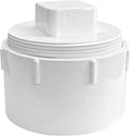 LESSO 4" PVC Sewer Cleanout Adapter with Plug, PVC DWV Pipe Fitting Flush Sewer Cleanout Cap for Drainage Piping System