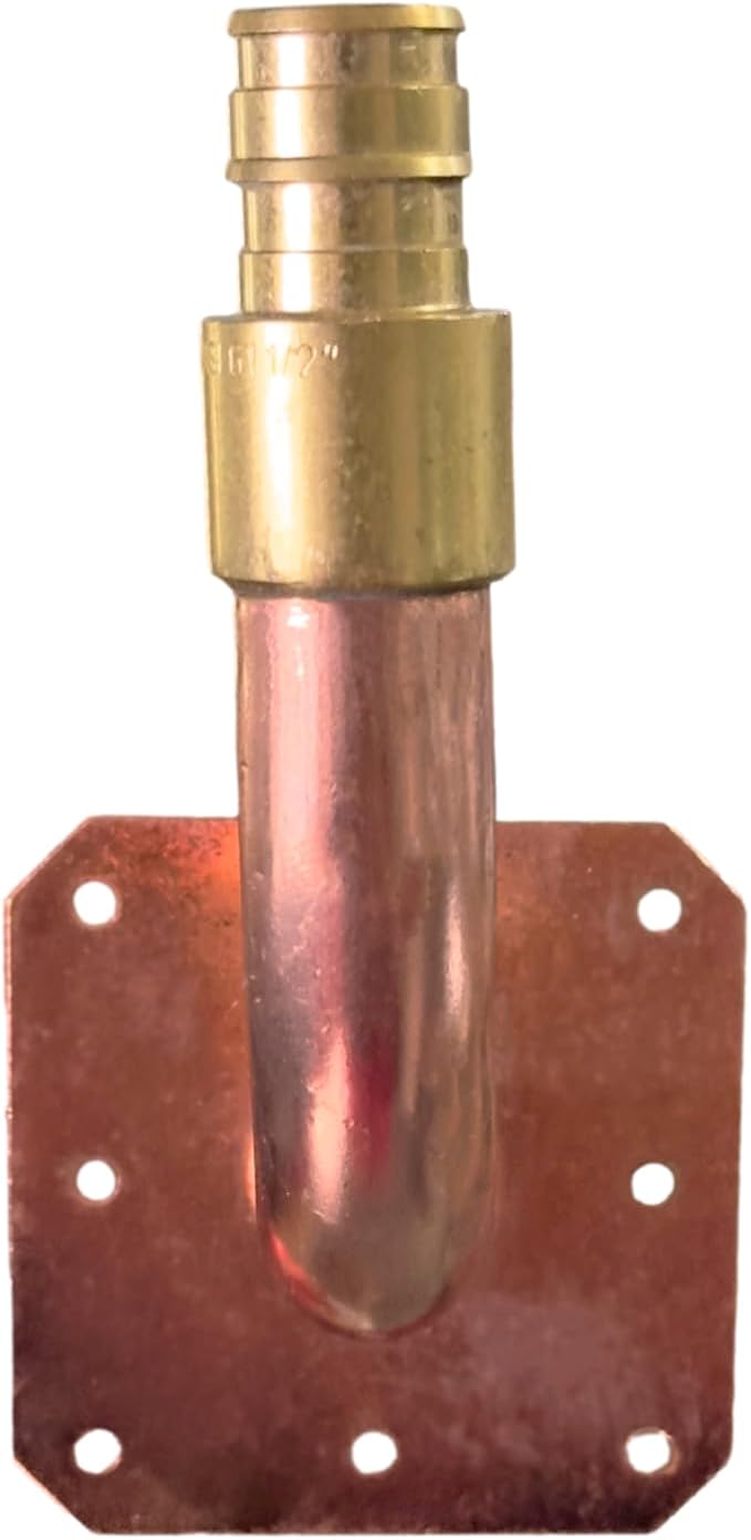 XFITTING 1/2 inch Pex A Expansion Stub Out Elbow with Flange 3.5 inch x 6 inch, F1960, Copper, 30-3-8=10X, 10 Pieces