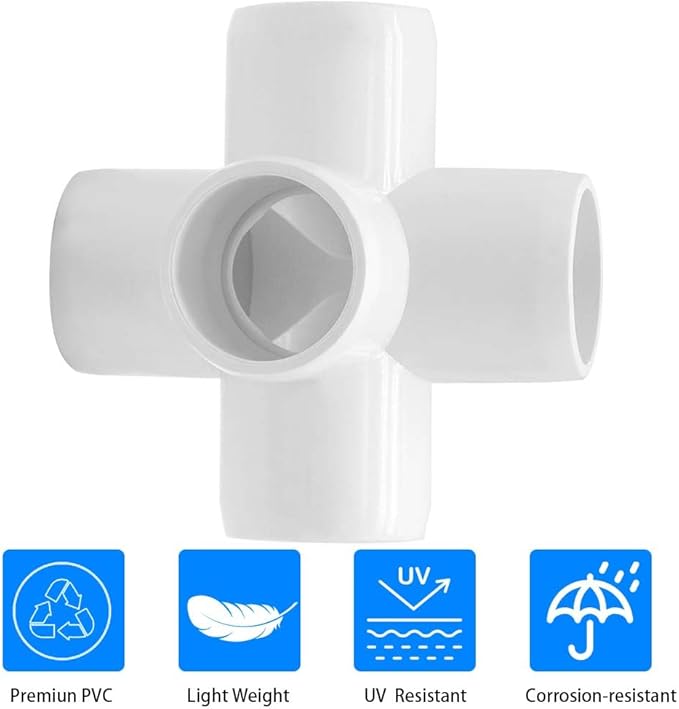 YSIL PVC Fittings Elbow Furniture Grade Connector 5 Way 3/4 Inch 10Pcs for DIY PVC Structure and Frame,Fits 3/4" Sch 40 PVC Pipes