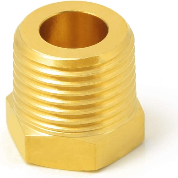 Brass Reducer Hex Bushing, 3/4" Male NPT to 3/8" Female NPT, Reducing Pipe Adapter Fitting (Pack of 2)
