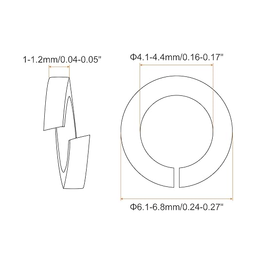 uxcell 120 Pcs Spring Lock Washer, M4 Split Lock Washer Assortment Copper Lock Washers for Screws Bolts Nuts