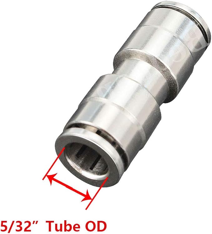 Beduan Push to Connect Fitting 5/32" OD Nickel-Plated Copper Pneumatic Air Fitting Straight Union Tube Connector (Pack of 12)