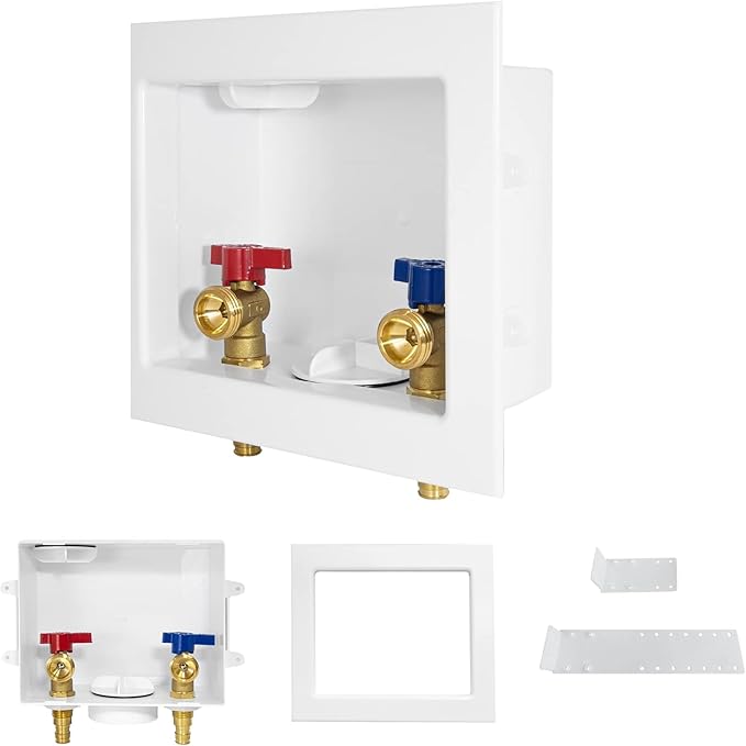 5-PACK GUOFIS Washing Machine Outlet Box, PEX Laundry Washer Box with Central and Side Drain Design(1/2"PEX-A Expansion Connection Inlet X 3/4"MHT Outlet)(WM003-5Pack)