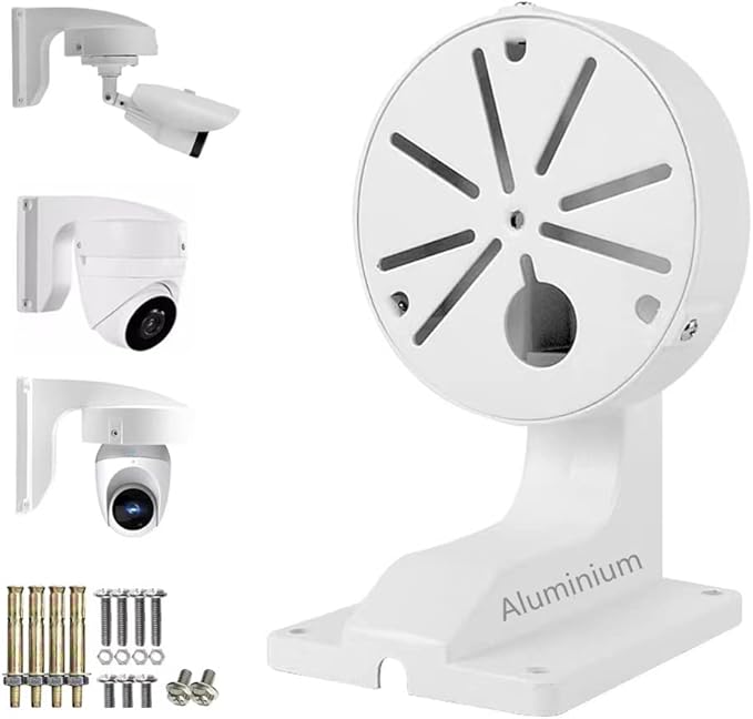 Security Camera Mount Bracket, Aluminum Indoor Outdoor Wall Mount Bracket L-Type Bracket for CCTV Security Dome IP Camera Mounting,Universal outdoor Security Camera Junction Box Mount Bracket