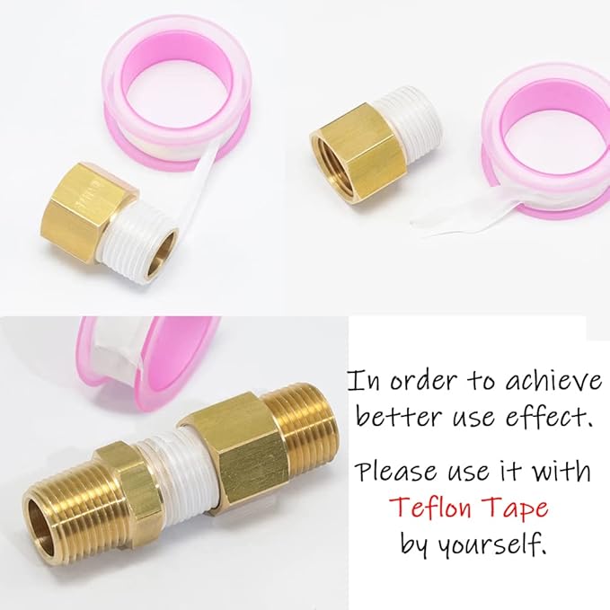 3PCS Brass Reducer Adapter, 1/4" NPT Male to 3/8" NPT Male Thread, Hex Reducing Pipe Fitting Coupler Nipple Connector for Water/Oil/Gas