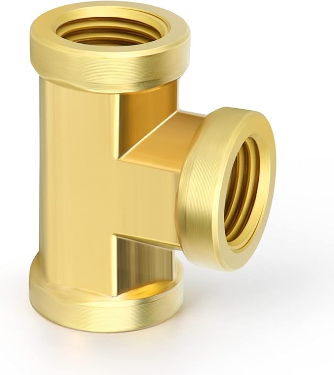 GASHER 5 Pcs Brass Tee Fitting, 3/8" x 3/8" x 3/8" NPT Female Pipe Fittings