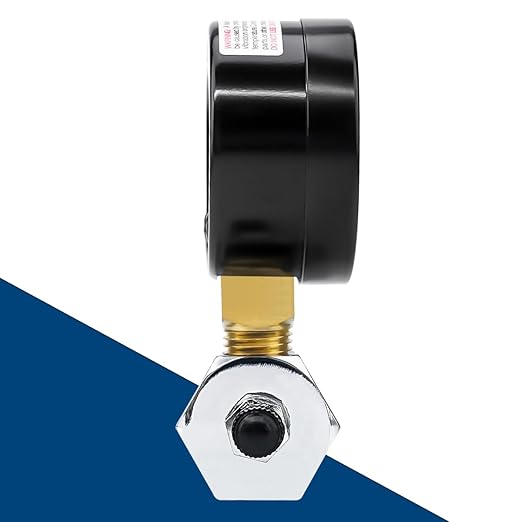 SENCTRL 0-15 Psi Gas Pressure Test Gauge, 2" Dial Size, 3/4" FNPT Connection, Brass Valve, Chrome Plated Steel Body Assembly