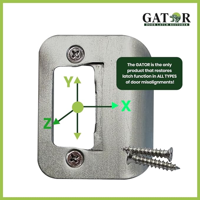 Gator Door Strike Plate with Screws, – 2-1/4" by 1-3/4" Universal Latch Restorer Alloy Steel Lock Hardware for Interior and Exterior Doors, Replacement Door Latch Plate | Satin Nickel 1-Pack