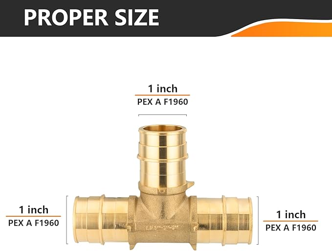 50-Pack HeSun PEX-A Fitting, 1"x1"x1" Expansion Tee, PEX Expansion Fitting Tee, ASTM F1960(PEX1960044-50)
