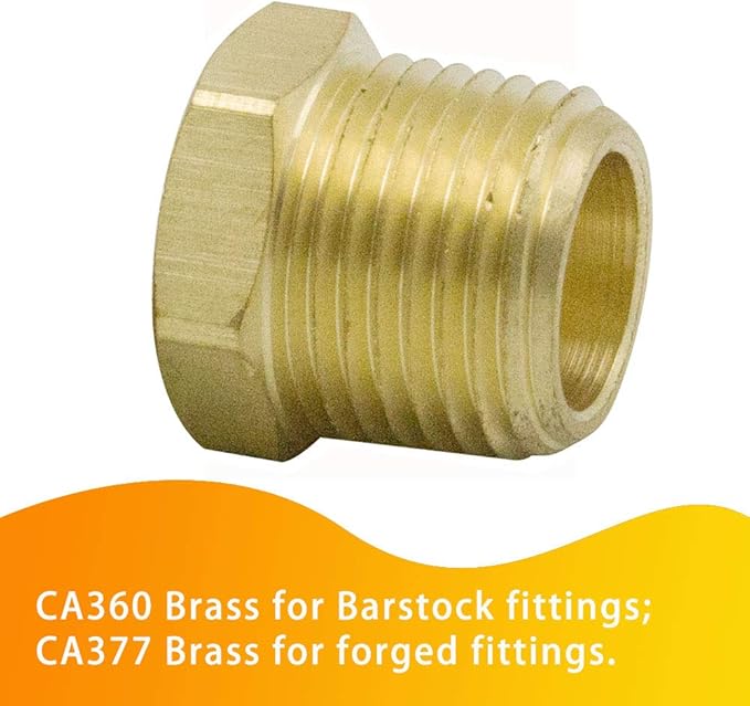 Legines NPT Bushing 1/2" Male x 1/8" Female Reducing Adapter Hex Head Pipe Fitting 1200psi (Pack of 5)
