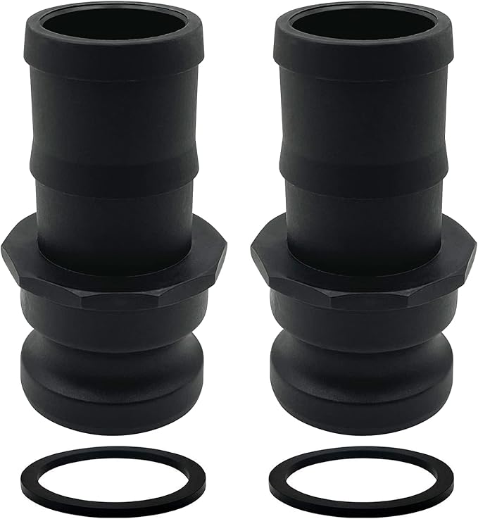 2PCS Camlock Fittings Poly E-100 1" Type E Standard Couplings Cam lock Fittings Polypropylene Cam Groove Fitting Male Camlock with a Hose Shank (1 inch, Type E)
