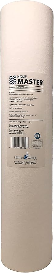 Home Master Whole House 4-Layer Sediment 25 Down to 1 Micron, Radial Flow Catalytic Carbon, 2 orings & Grease, 20gpm, Replacement Filter Set CsetBB2SmgRFCC 20x4.5