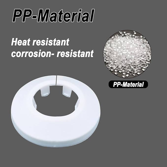 25mm Pipe Cover Decoration; Fit 0.98" Outer Diameter Pipe/Hole; White PP Plastic Escutcheon Collar; Snap-on Water Escutcheon Plate for Bathroom Kitchen Wall Tube Decor 2 Pcs