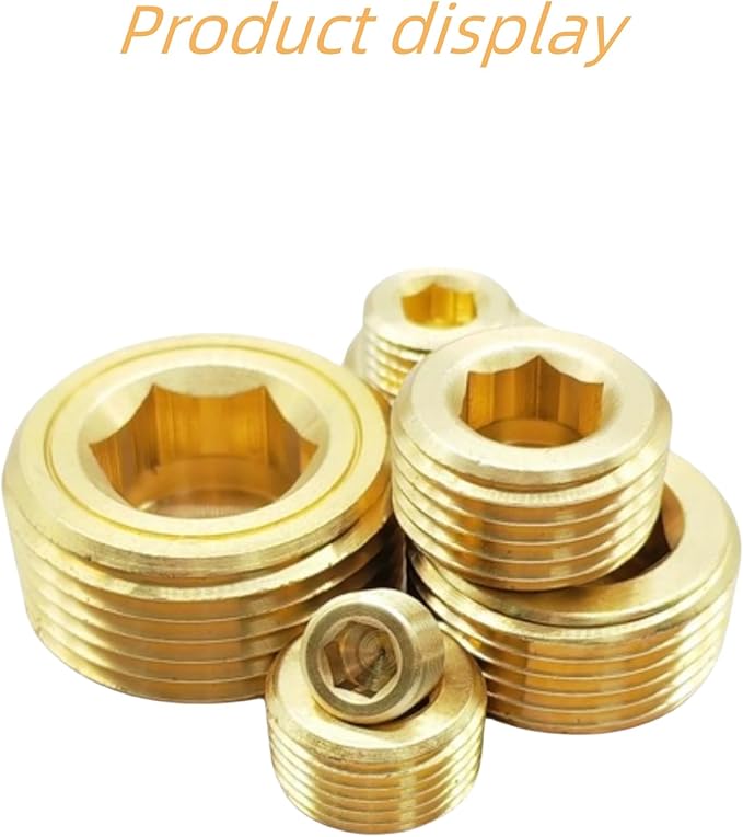 18PCS 1/8" NPT Brass Male Pipe Plug Fitting Hex Counter Sunk Pipe Plug (1/8" NPT)