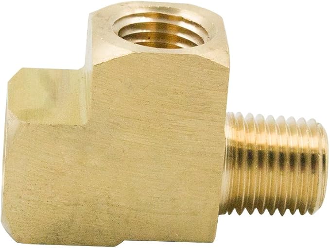 Legines Brass Street Tee 1/4" NPT Female x 1/4" NPT Male x 1/4" NPT Female Pipe Fitting, Barstock Male Run Tee (Pack of 2)