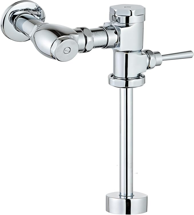 Exposed Manual Urinal Flush Valve Toilet 1 GPF Flushometer Adjustable Water Volume Knob Chrome Polish Finish Suitable for Public Places Hotel Office Market