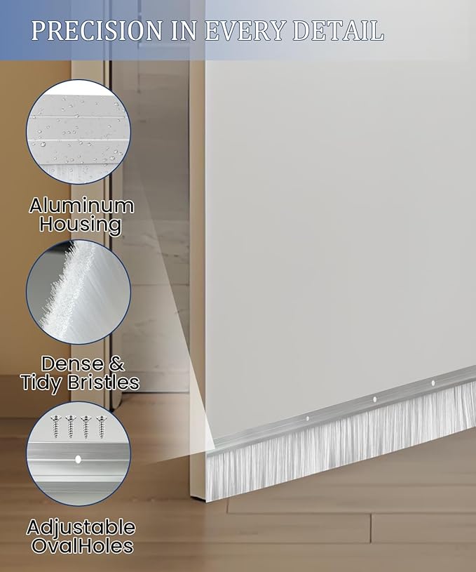 11 Set Door Brush Sweep – 2.80" x 39.3" CEPIA Garage Door Seal –White Roll Up & Exterior Door Sweep for Bottom Gap Protection (36 ft / 1100 mm)