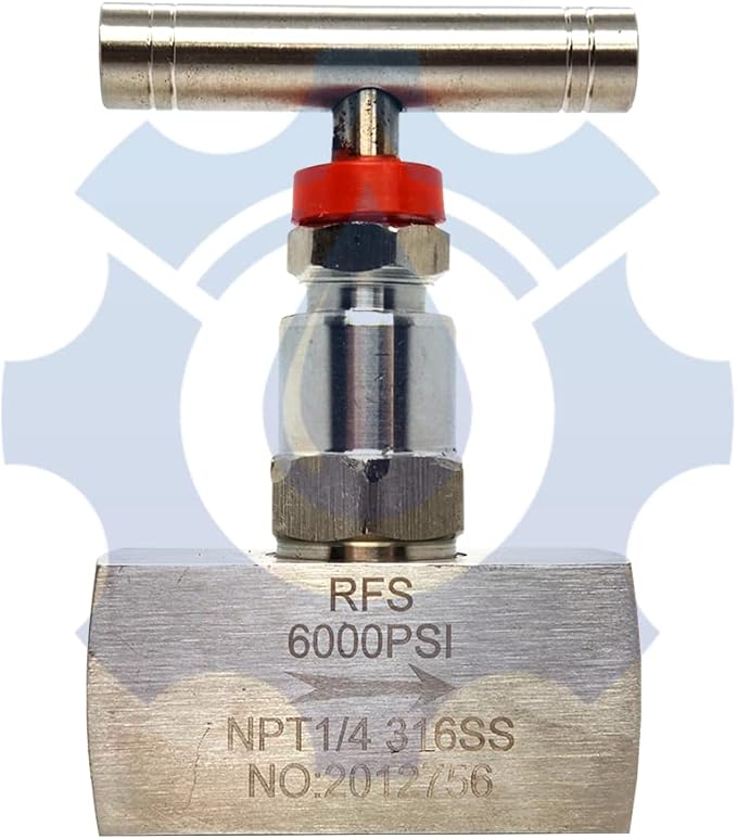 RFS Stainless Steel 316 Straight Needle Valve, 1" NPT Female Connection, up to 6000 PSI, 2 Port Heavy Duty Industrial Hydraulic Flow Control Valve for Piping Needs