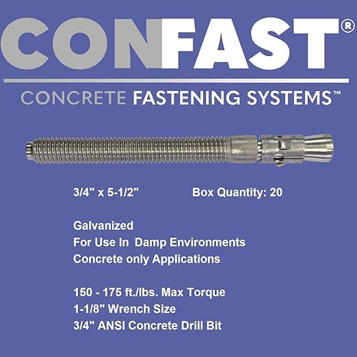 CONFAST 3/4" x 5-1/2" Galvanized Wedge Anchor (Box of 20)