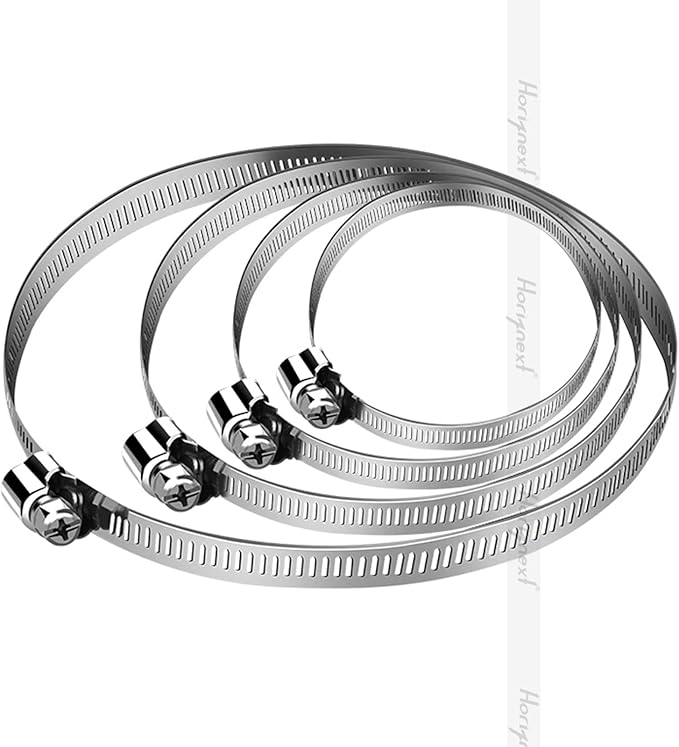 5 inch stainless steel hose clamp, adjustable metal worm gear assortment kit for water pipe (6 pcs)