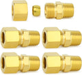 ChillWaves Brass Compression Tube Fitting, 5/8" OD x 1/2" NPT Male Compression Union Connector(5-PACK)
