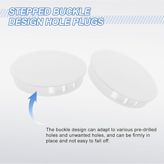 uxcell 6Pcs Plastic Hole Plugs, 60mm(2-3/8") Flush Type Panel Plugs, Round Snap Knockout Locking Plugs for Furniture Insert End Caps Panels, White