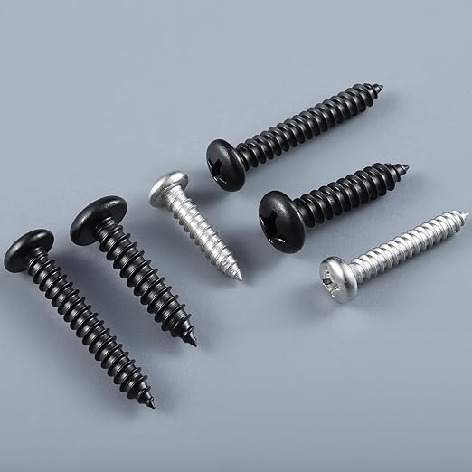 #8 x 5/8 Inch Pan Head Wood Screws, Phillips Drive, Black Oxide Stainless Steel 304 (18-8), Self Tapping for Wood, Sheet Metal Screws, 100 Pack