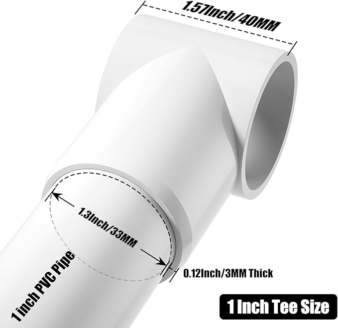 1" Adjustable PVC Fittings 3 Way, 12PCS Furniture Grade PVC Pipe Connector, 1Inch Slip Sling Tee Pipe Fitting for DIY Furniture Structure and Frame, Water Supply, Garden Shelf Greenhouse