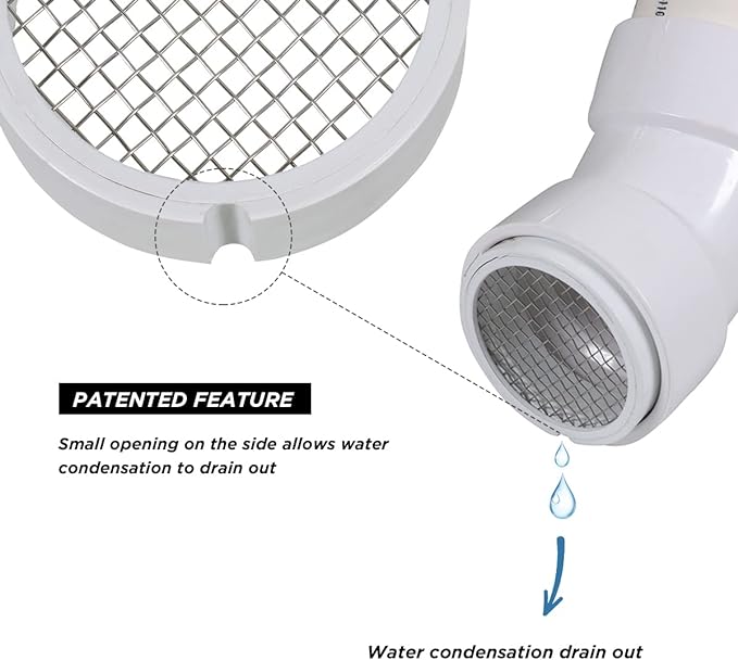 Raven R1510 PVC Termination Cap Mesh Screen Vent Cover, Furnace & Roof Vent Cap, Stainless Steel Wire Round Exhaust Pipe Cover End 4" Inner & 4.5" Outer Diameter