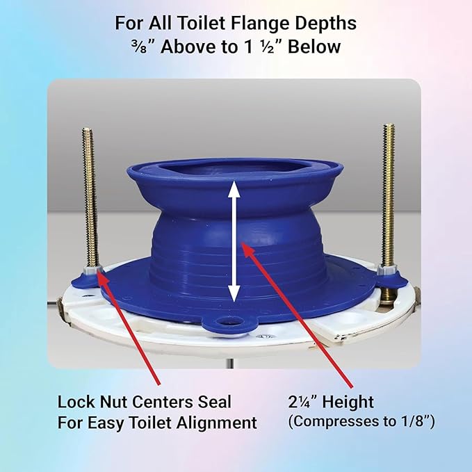 One N Done Toilet Flange Repair Kit – Complete Toilet Wax Ring Replacement Kit – Durable Waxless Toilet Ring – Includes Toilet Flange Bolts and nuts,washers - Toilet Flange Extension Kit (3 Packs)