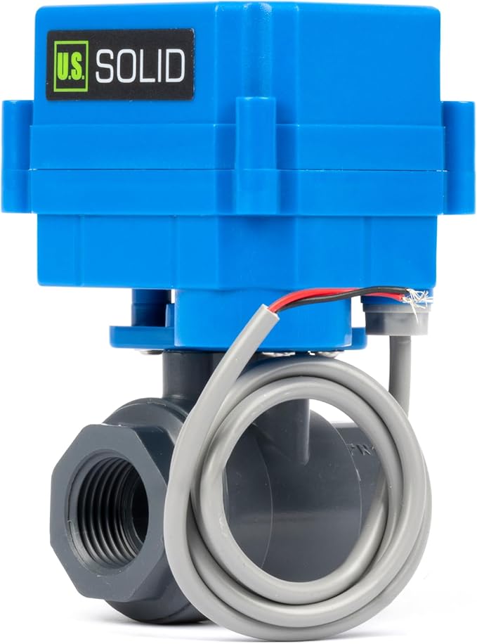 U.S. Solid 1/2 inch UPVC Motorized Ball Valve - AC 85V-265V Plastic Electrical Ball Valve with Full Port, 2 Wire Auto Return, Normally Closed