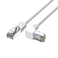 Cat6 Ethernet Cable - White, 90 Degree Right Angle, 10FT, RJ45 LAN, Gigabit Network