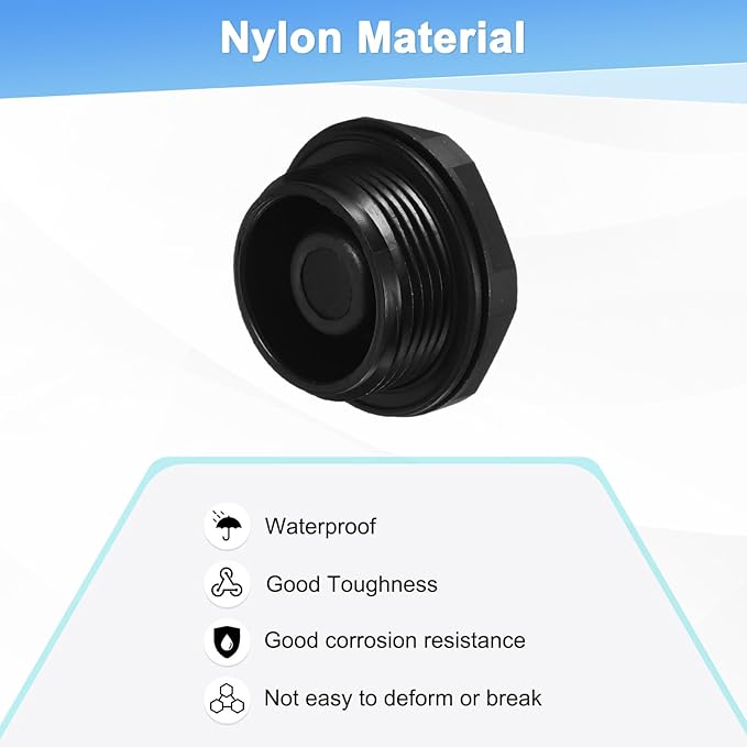 5-Pack Inner Hex Head Pipe Plug End Cap, M25x1.5mm Nylon Garden Hose Stopper Connector Plug with Sealing Ring for Terminating Pipe Ends [Black]