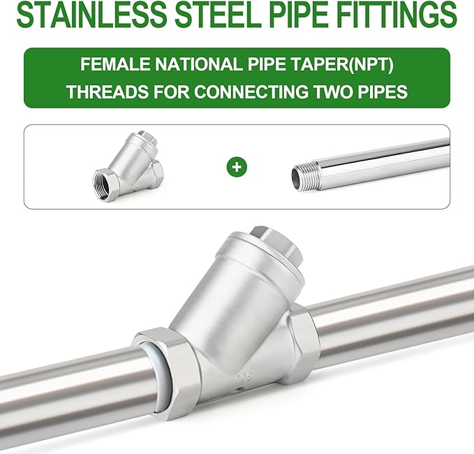 TAISHER 1PCS 304 Stainless Steel 1/4" NPT Female WYE Y Strainer Mesh Filter Valve CF8 WOG 800